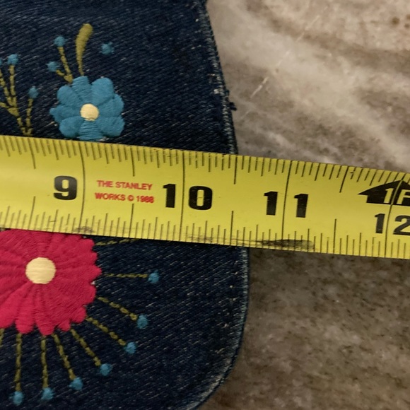 Y2K Steve Madden Small denim embroidered flowers purse handbag - Picture 13 of 16